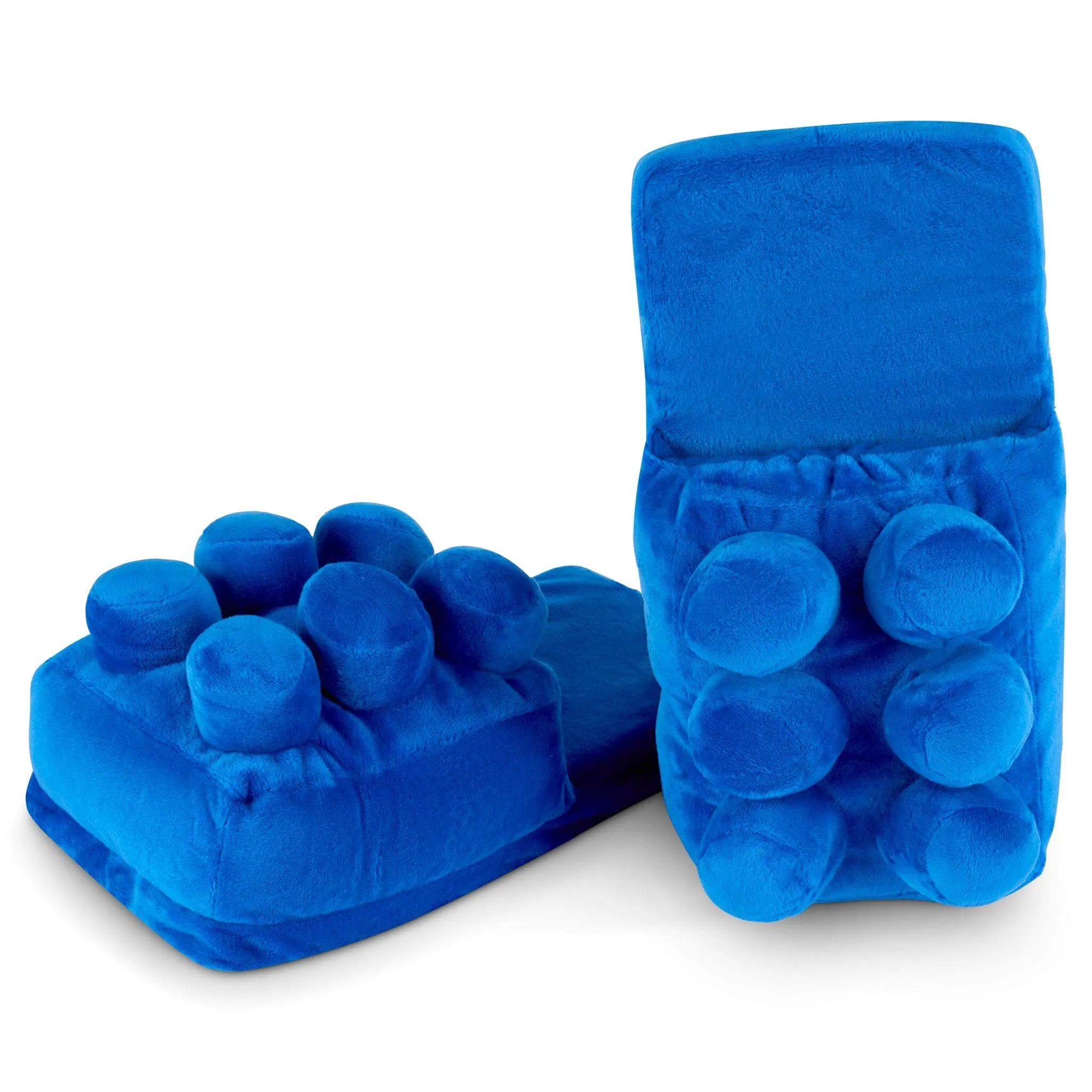 3D Plush Red or Blue Brick Slippers - UK Size 2-6