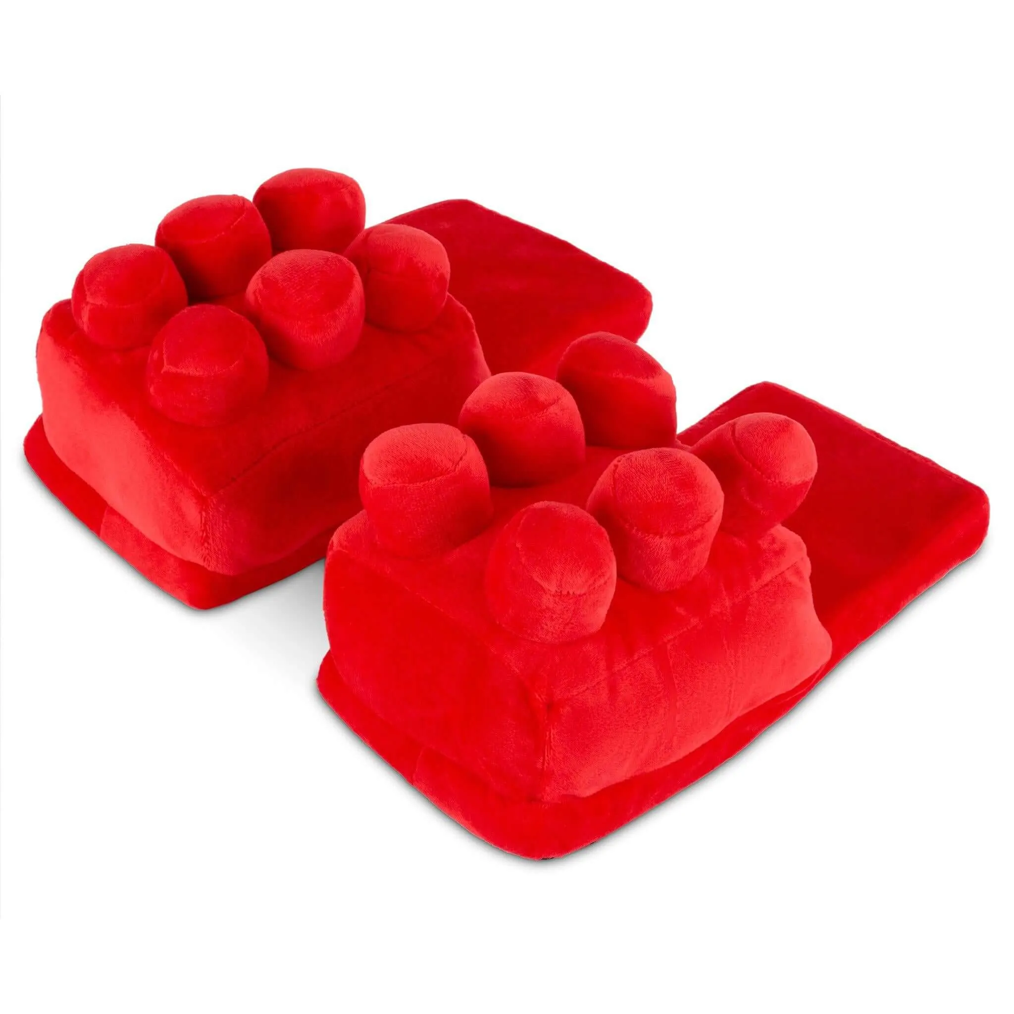 3D Plush Red or Blue Brick Slippers - UK Size 2-6