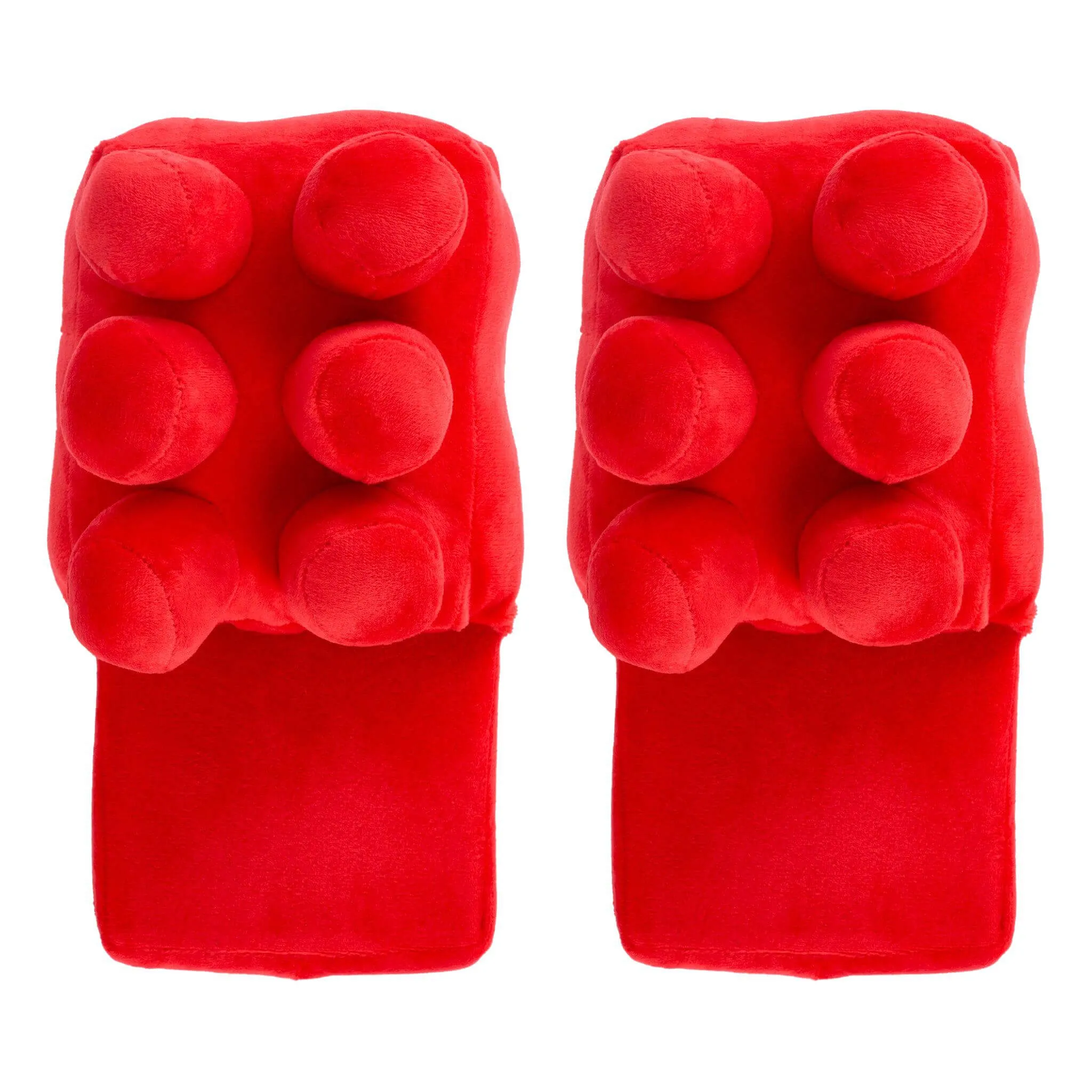 3D Plush Red or Blue Brick Slippers - UK Size 2-6