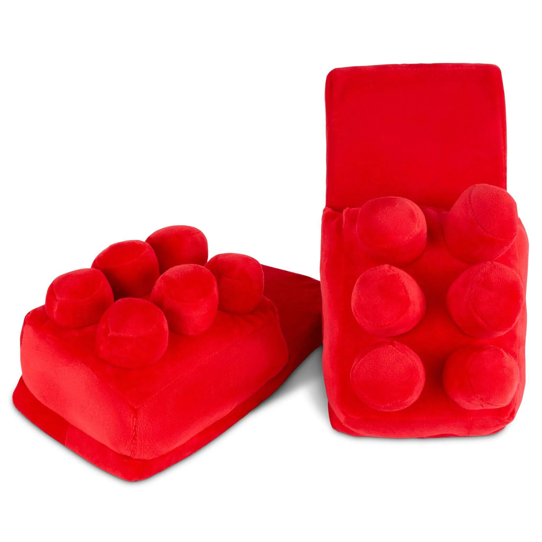 3D Plush Red or Blue Brick Slippers - UK Size 2-6
