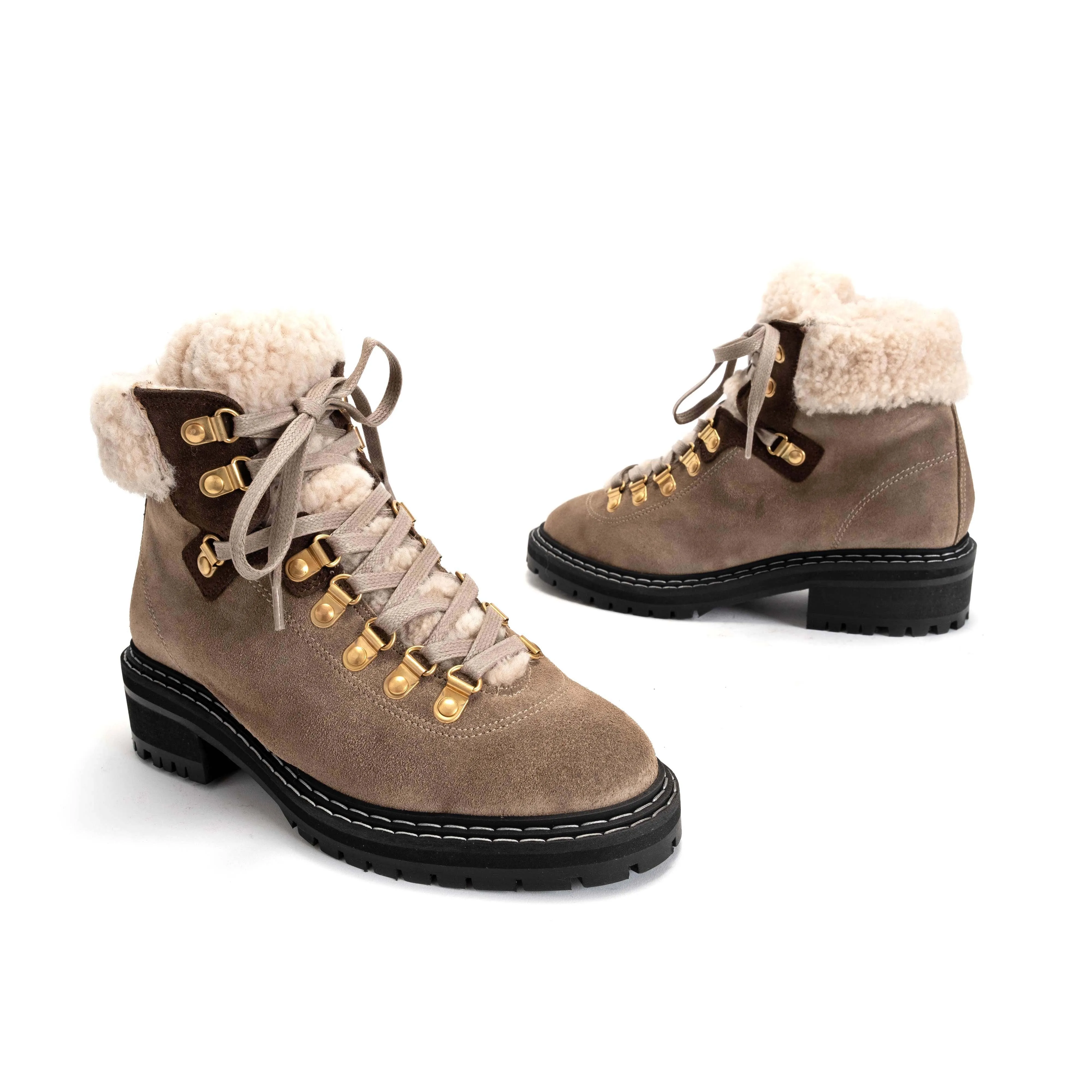 Beari Oily calf suede Sage grey & coffee brown