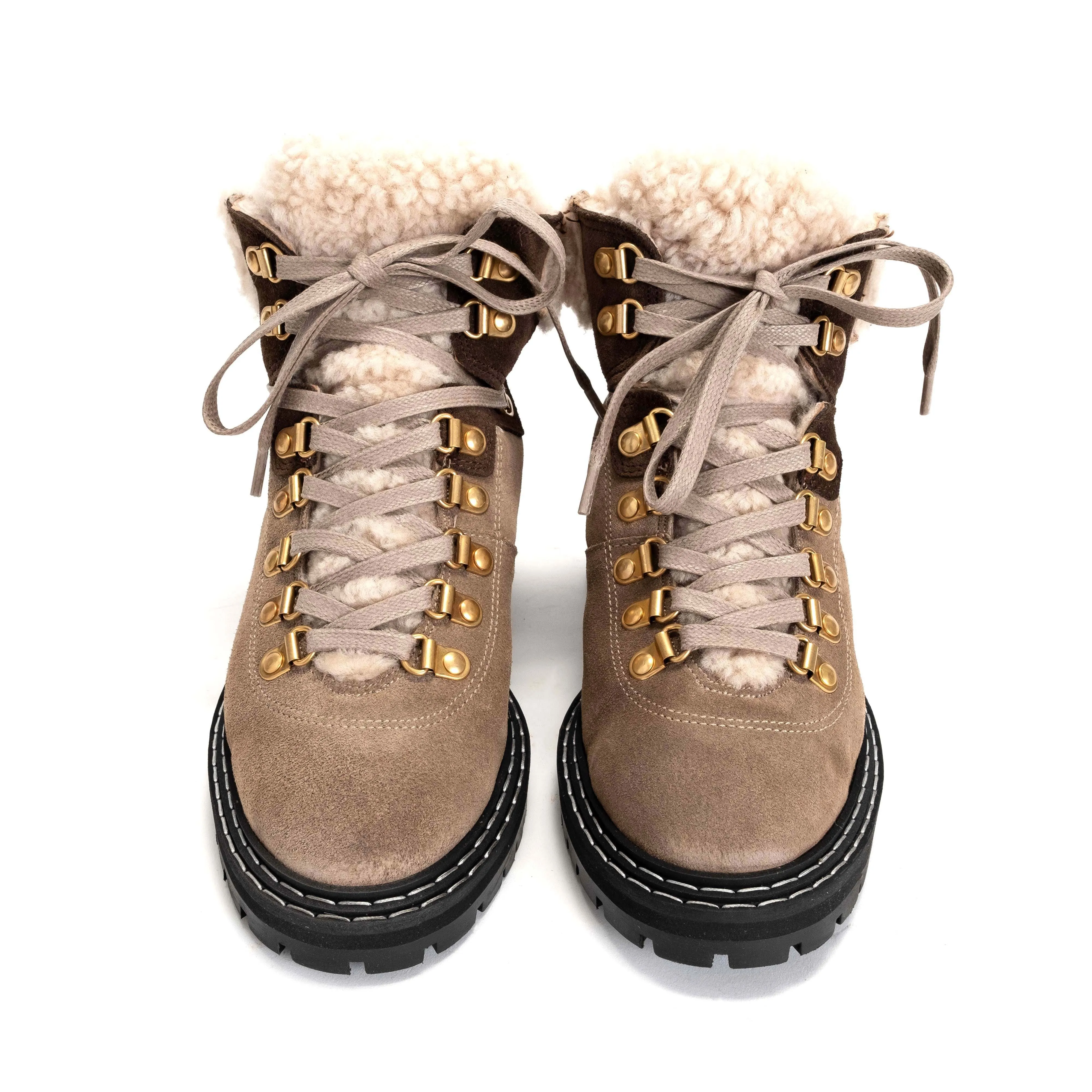 Beari Oily calf suede Sage grey & coffee brown