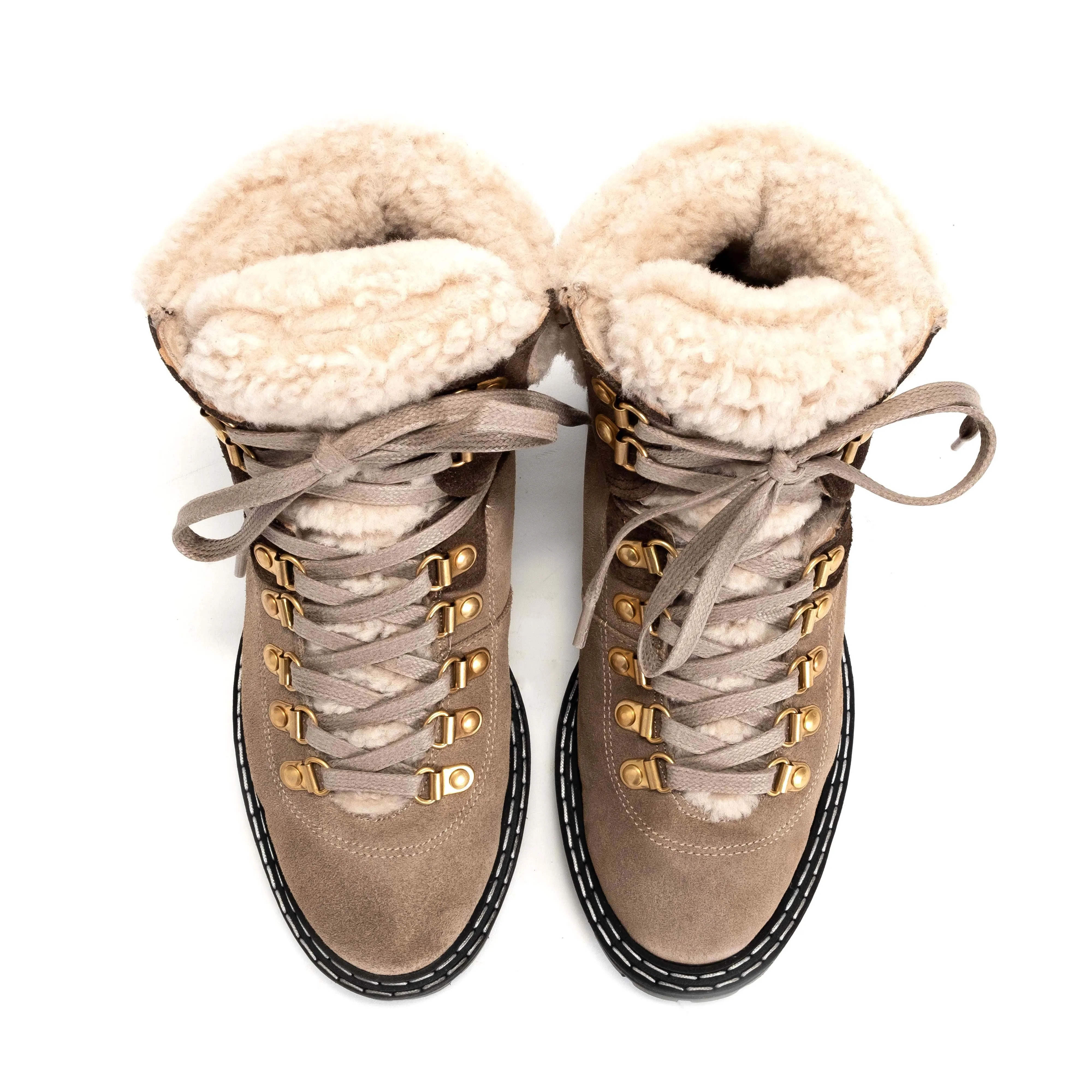 Beari Oily calf suede Sage grey & coffee brown