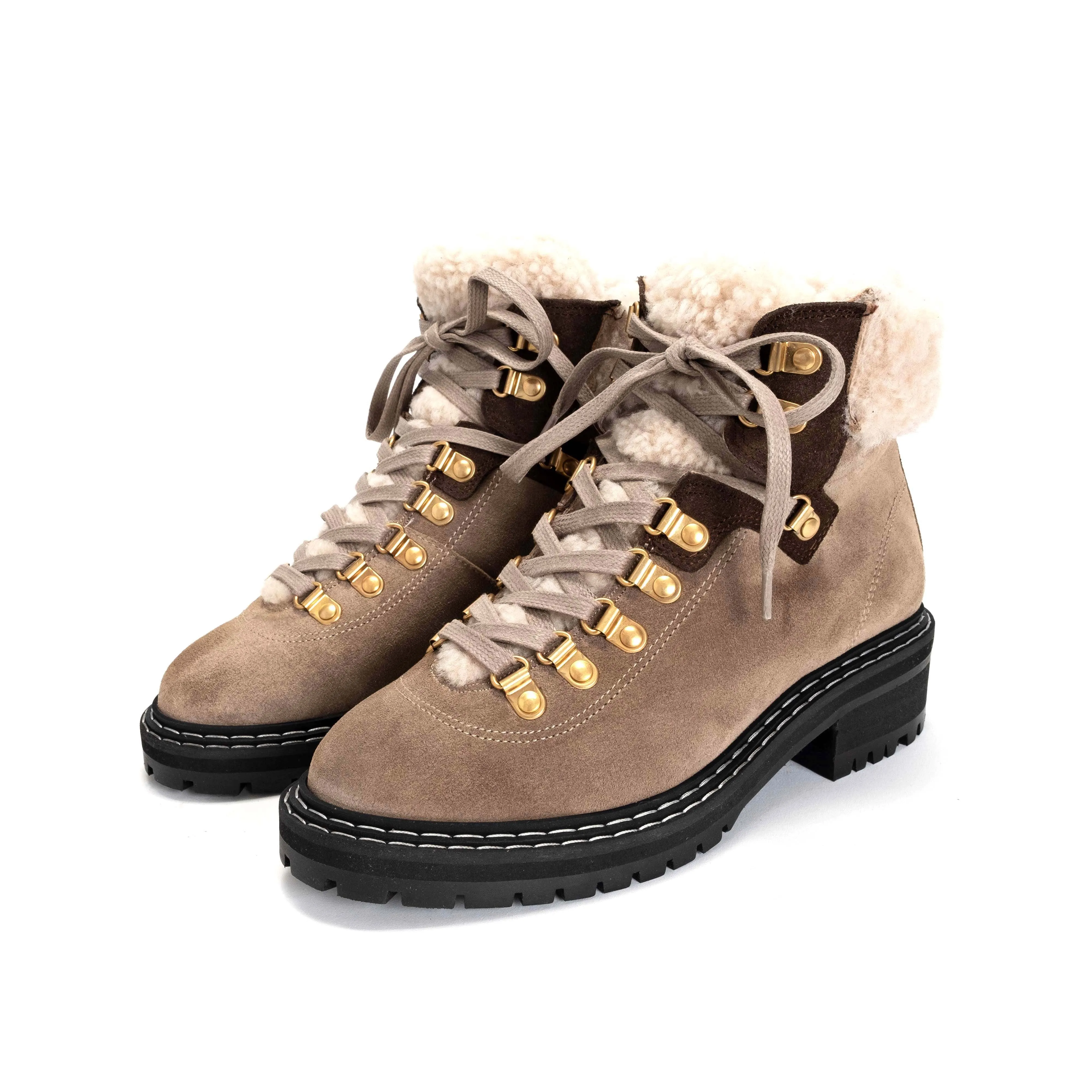 Beari Oily calf suede Sage grey & coffee brown
