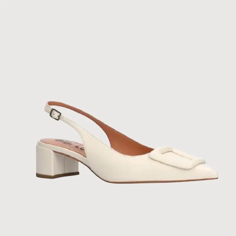 Bibi Lou Bonnie 45 White Leather Sling Back Shoes