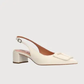 Bibi Lou Bonnie 45 White Leather Sling Back Shoes