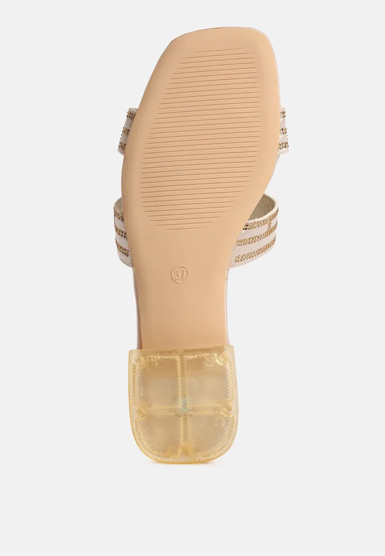 Big money low stack heel embellished sandals