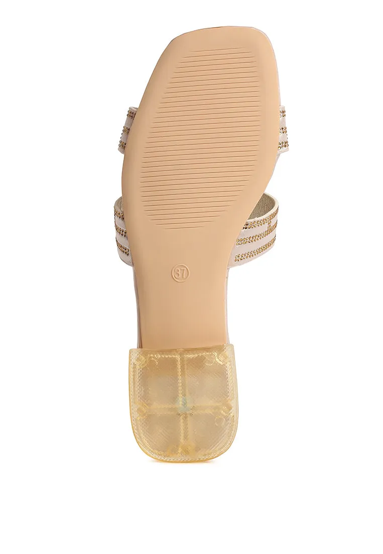 Big money low stack heel embellished sandals