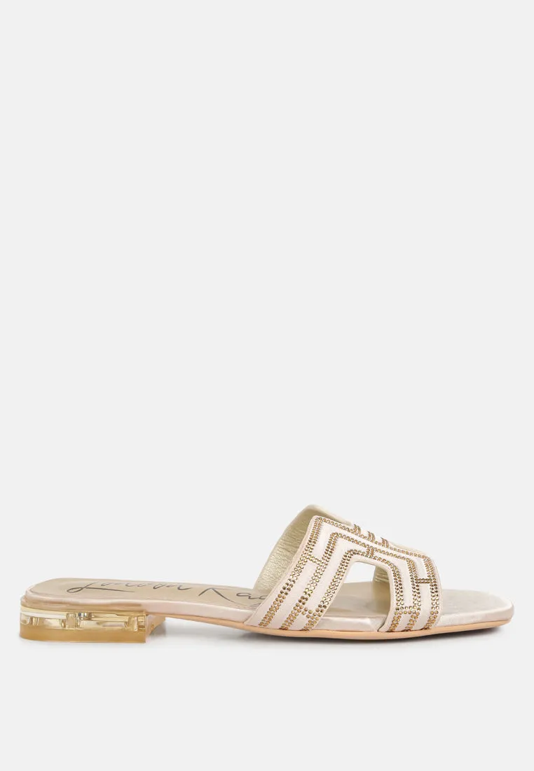 Big money low stack heel embellished sandals