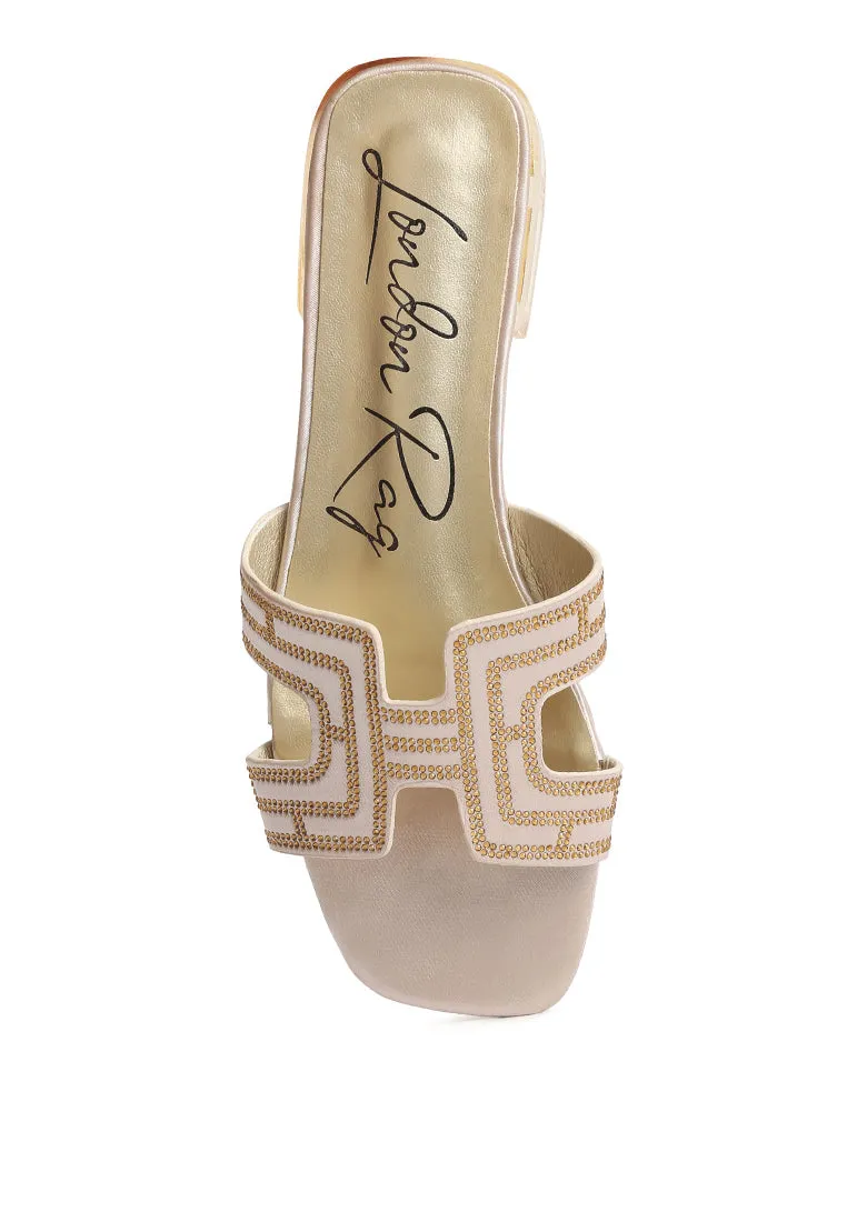 Big money low stack heel embellished sandals