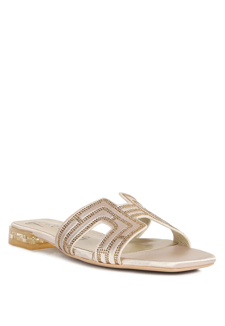 Big money low stack heel embellished sandals