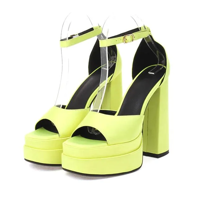 Buckle Strap Platform Heels Sandals