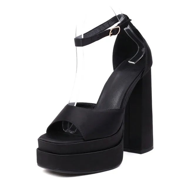 Buckle Strap Platform Heels Sandals