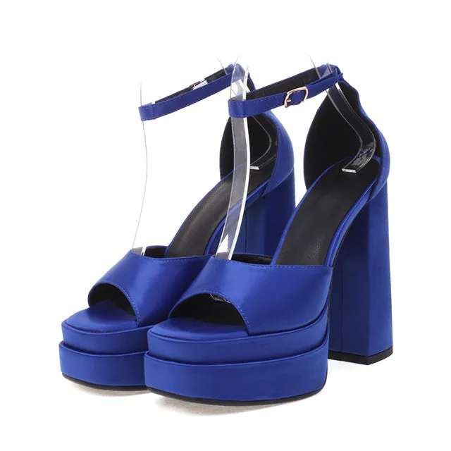 Buckle Strap Platform Heels Sandals