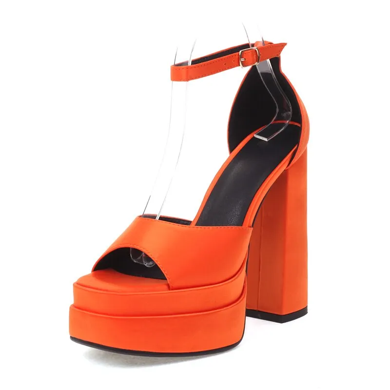 Buckle Strap Platform Heels Sandals