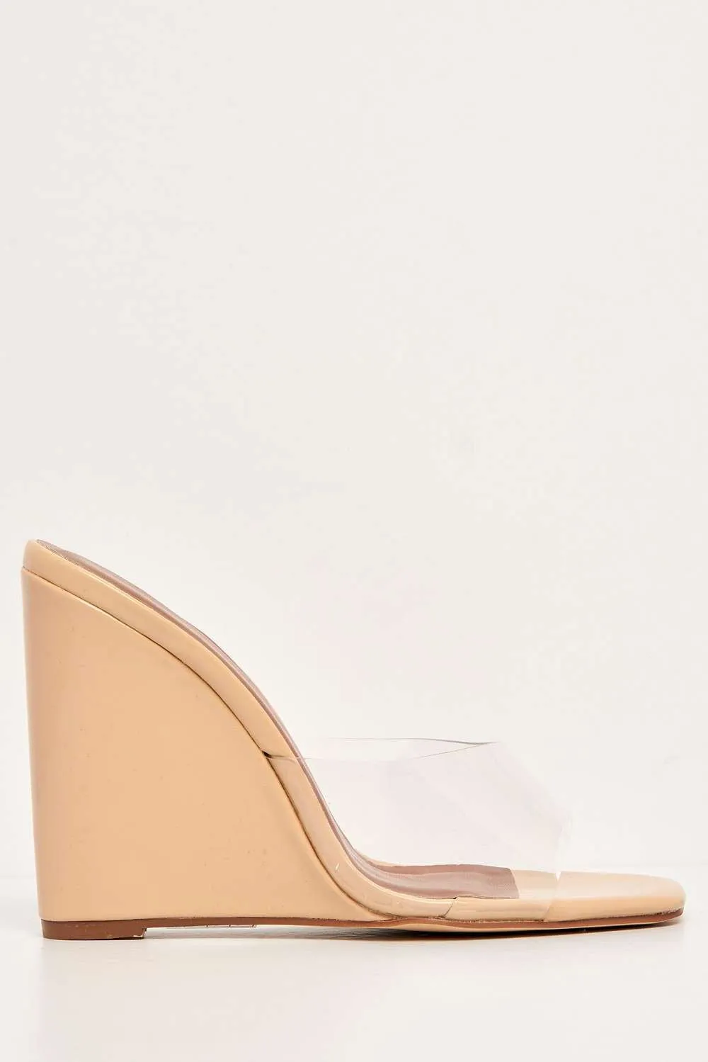 Cari Perspex Band Wedge Mule in Nude Patent