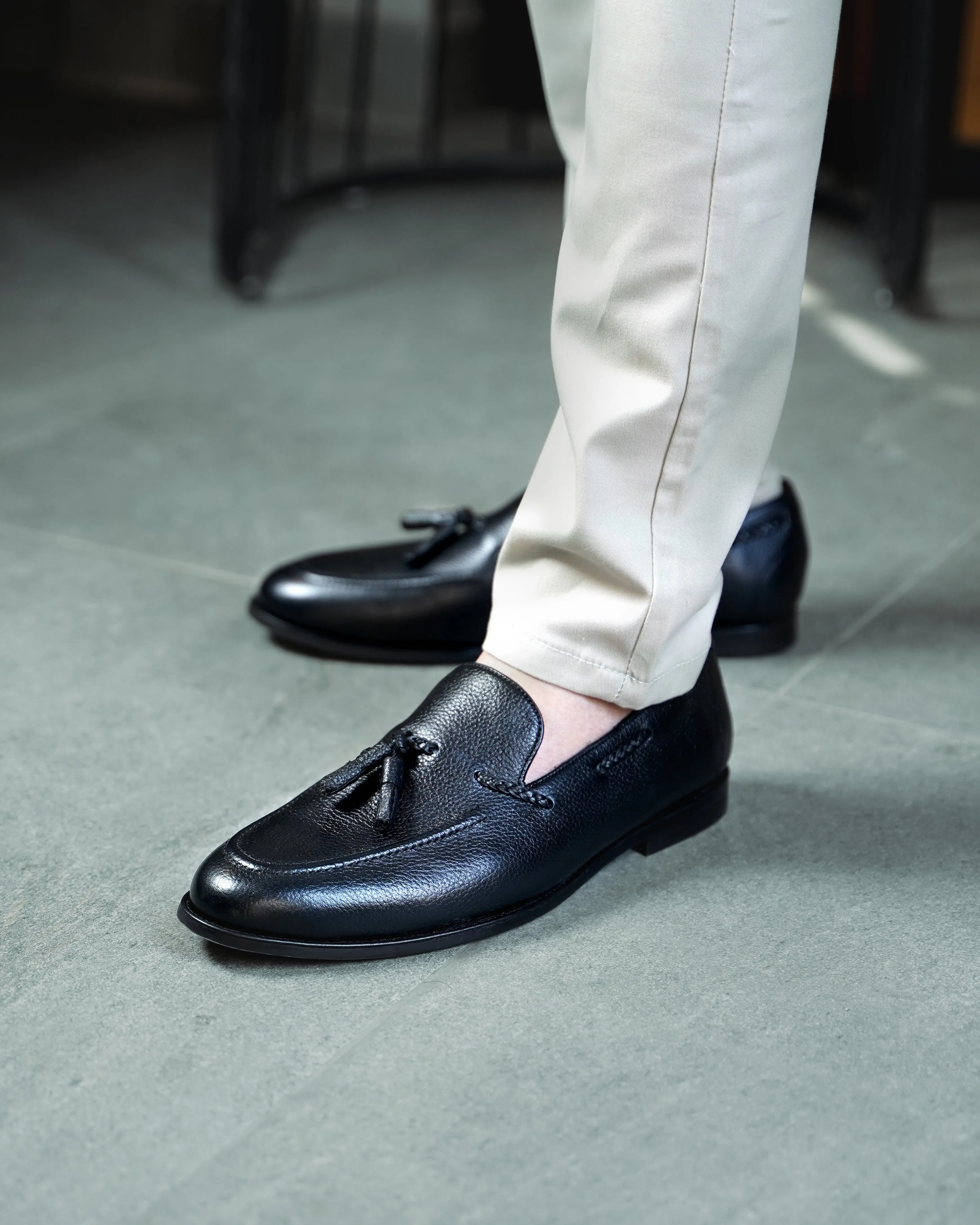 Danver - Men's Black Pebble Grain Leather Loafer