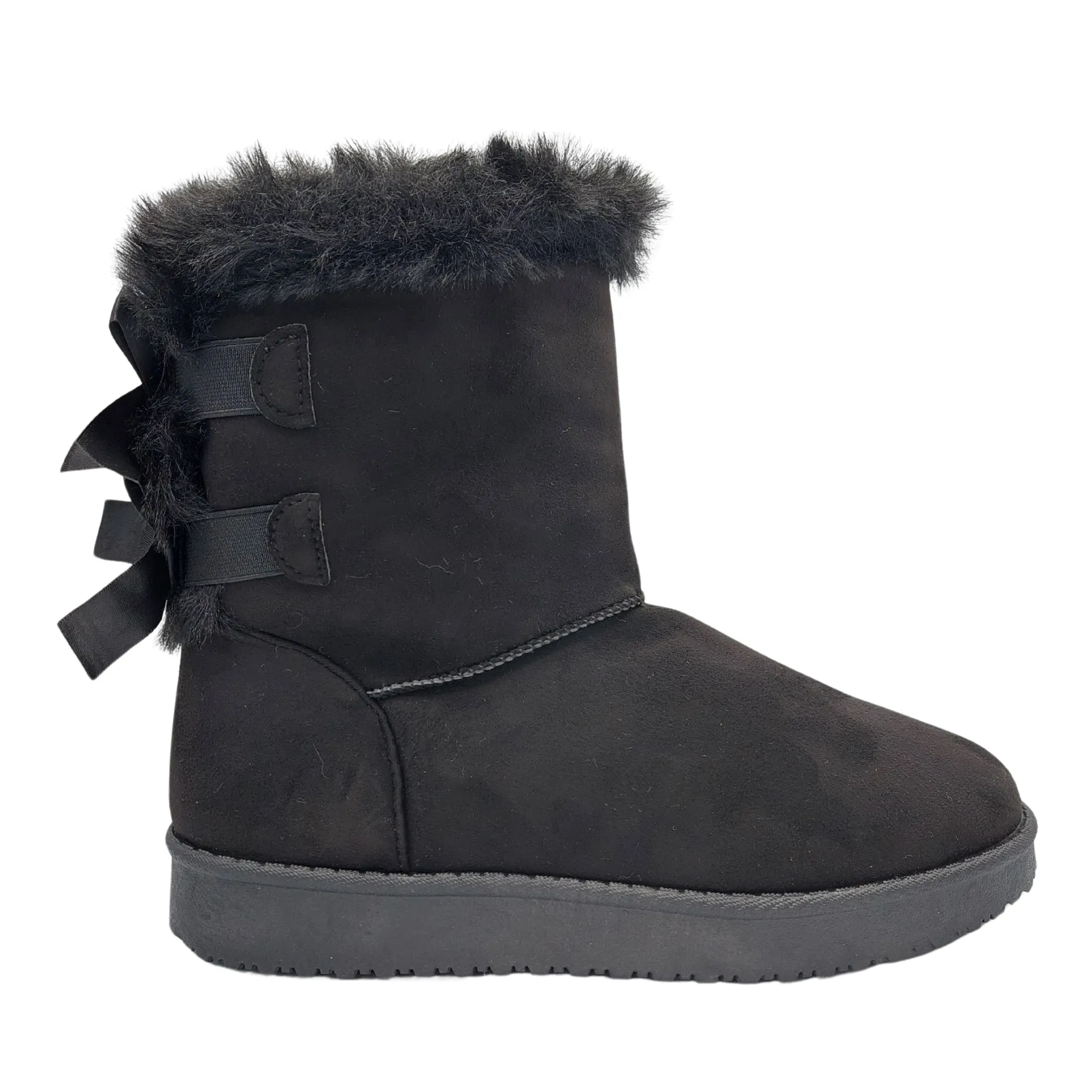 DENNE WOMEN’S BLACK ANKLE ELASTIC FAUX FUR LINED BOOTS