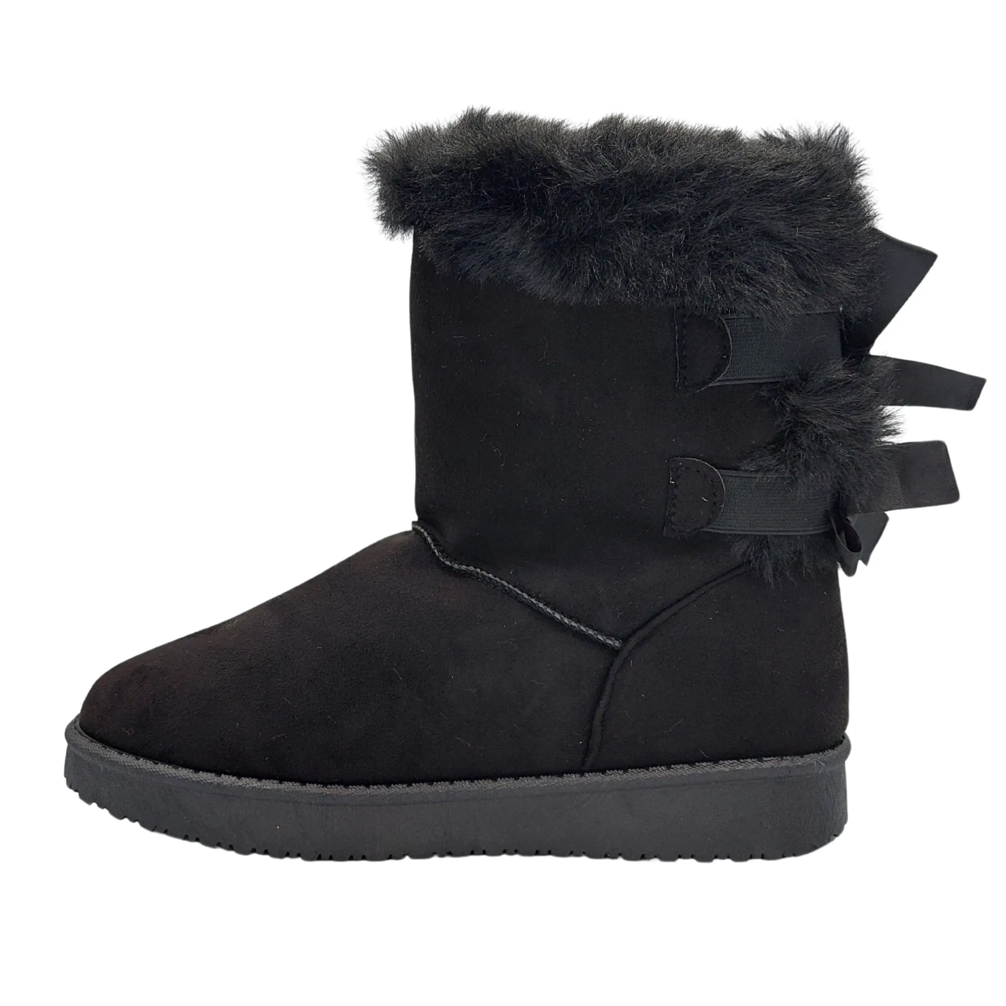 DENNE WOMEN’S BLACK ANKLE ELASTIC FAUX FUR LINED BOOTS