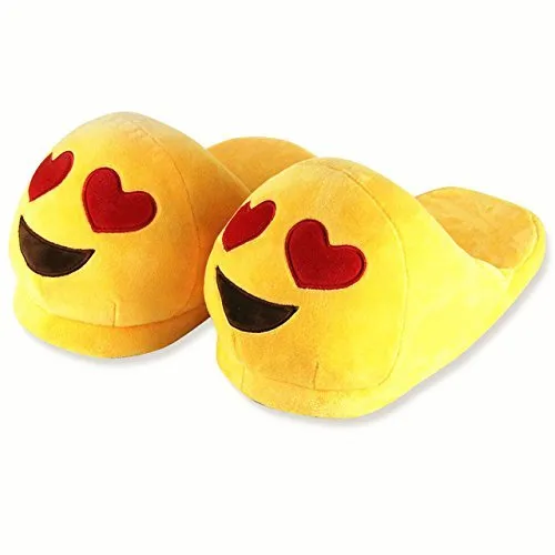 Emoticon - Smiley Shaped Plush Slippers (Fits Most Sizes)