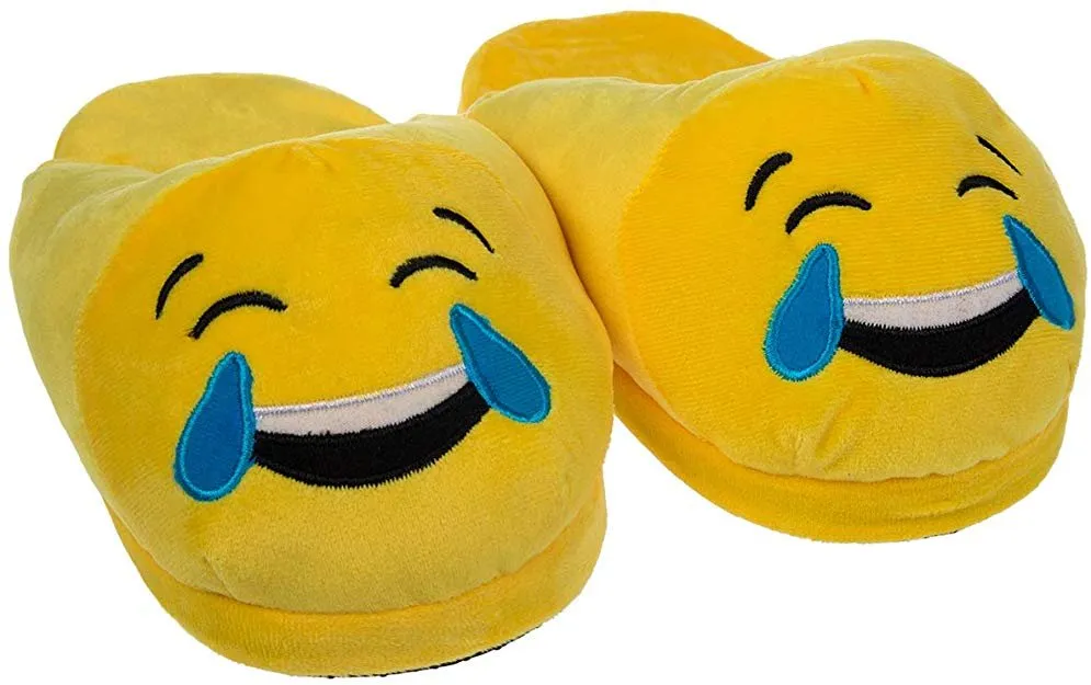 Emoticon - Smiley Shaped Plush Slippers (Fits Most Sizes)