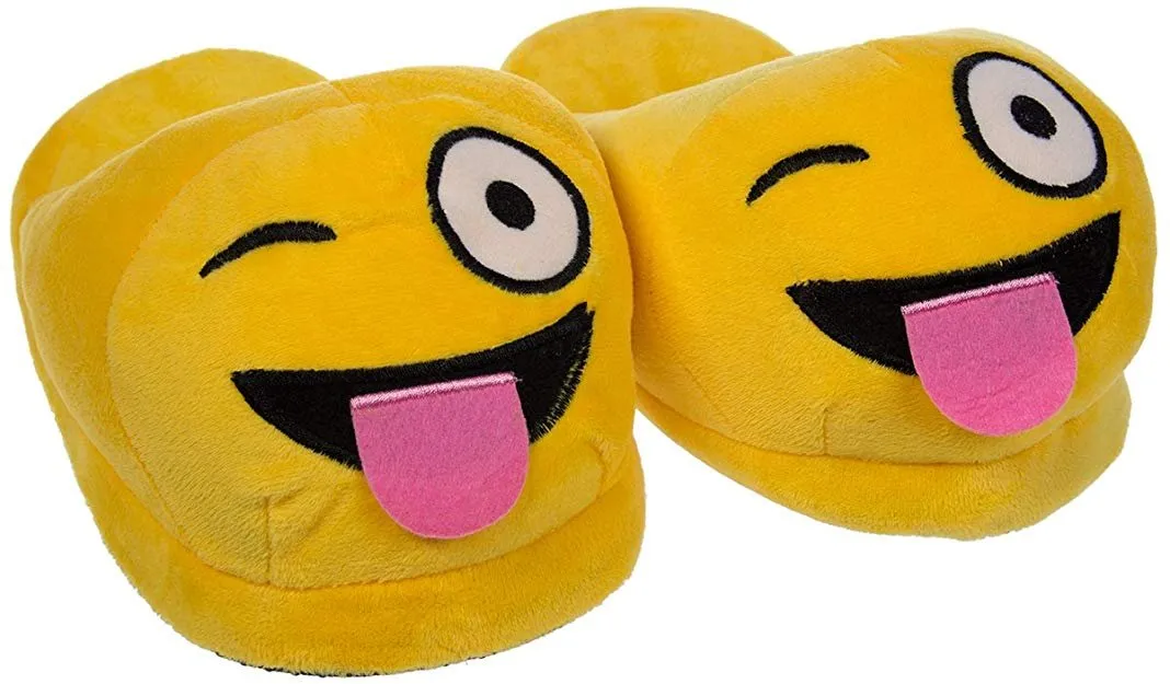 Emoticon - Smiley Shaped Plush Slippers (Fits Most Sizes)