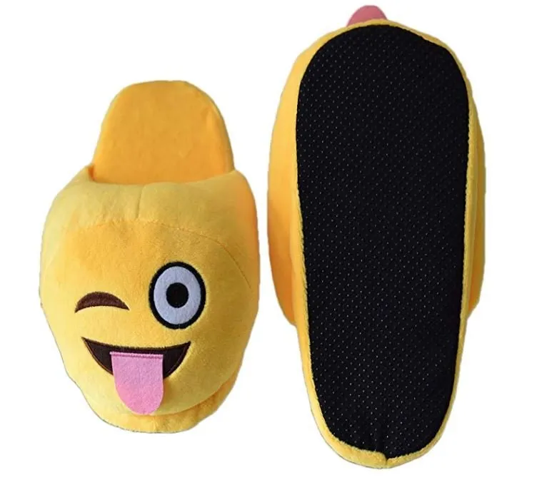 Emoticon - Smiley Shaped Plush Slippers (Fits Most Sizes)