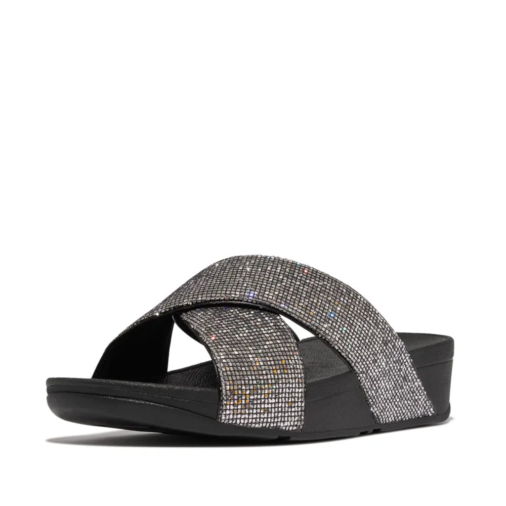 Fitflop Lulu Glitterball Cross Slide Silver