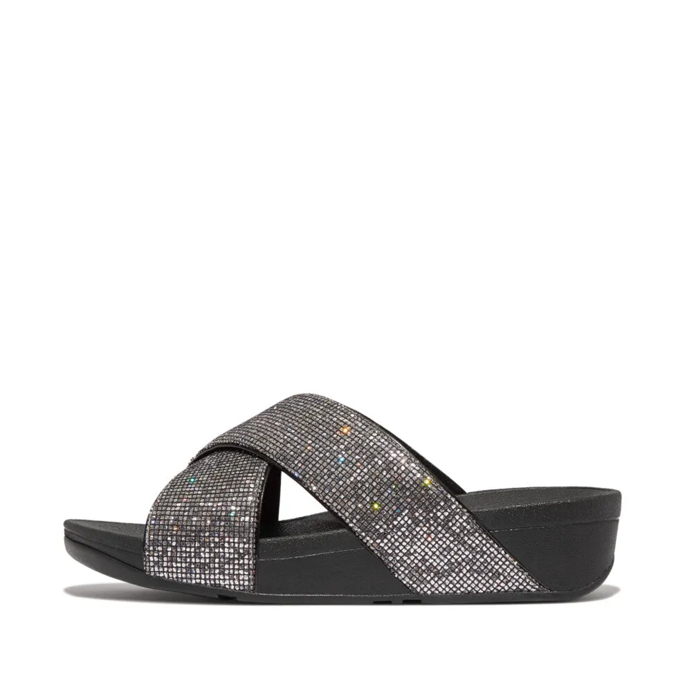 Fitflop Lulu Glitterball Cross Slide Silver