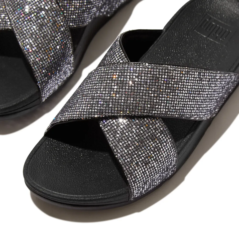 Fitflop Lulu Glitterball Cross Slide Silver