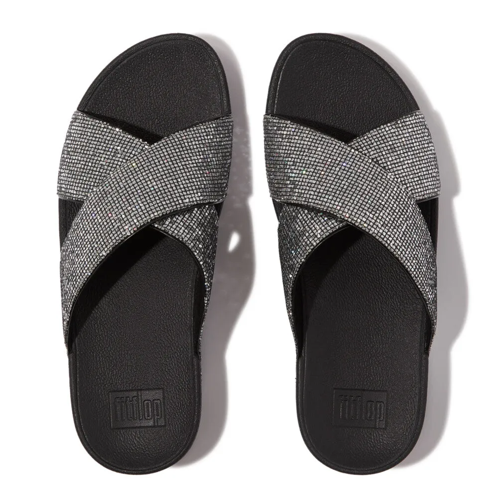 Fitflop Lulu Glitterball Cross Slide Silver