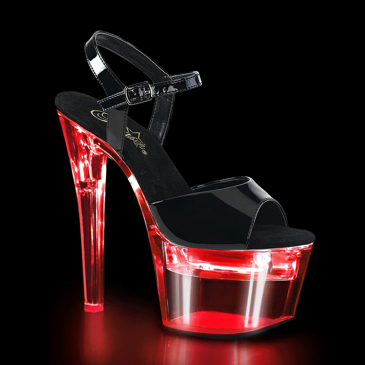 FLASHDANCE-709 Black Patent Upper LED Platform Stripper Shoe