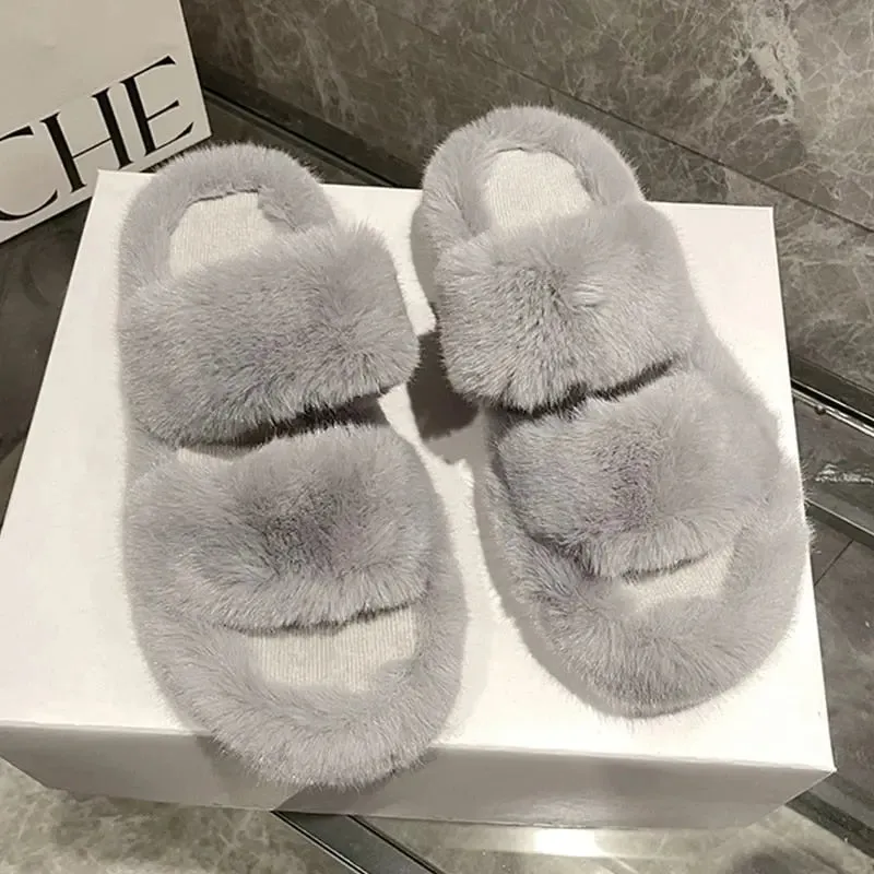 Fluffy Platform Slippers