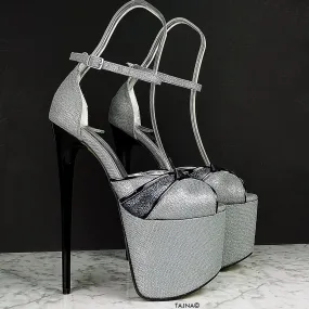 Gray Black Tango Strap High Heels