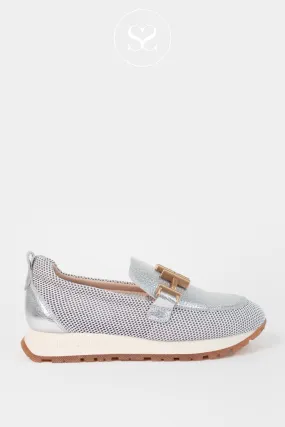 HISPANITAS HV253919 SILVER AND CREAM METALLIC LEATHER CHUNKY LOAFERS