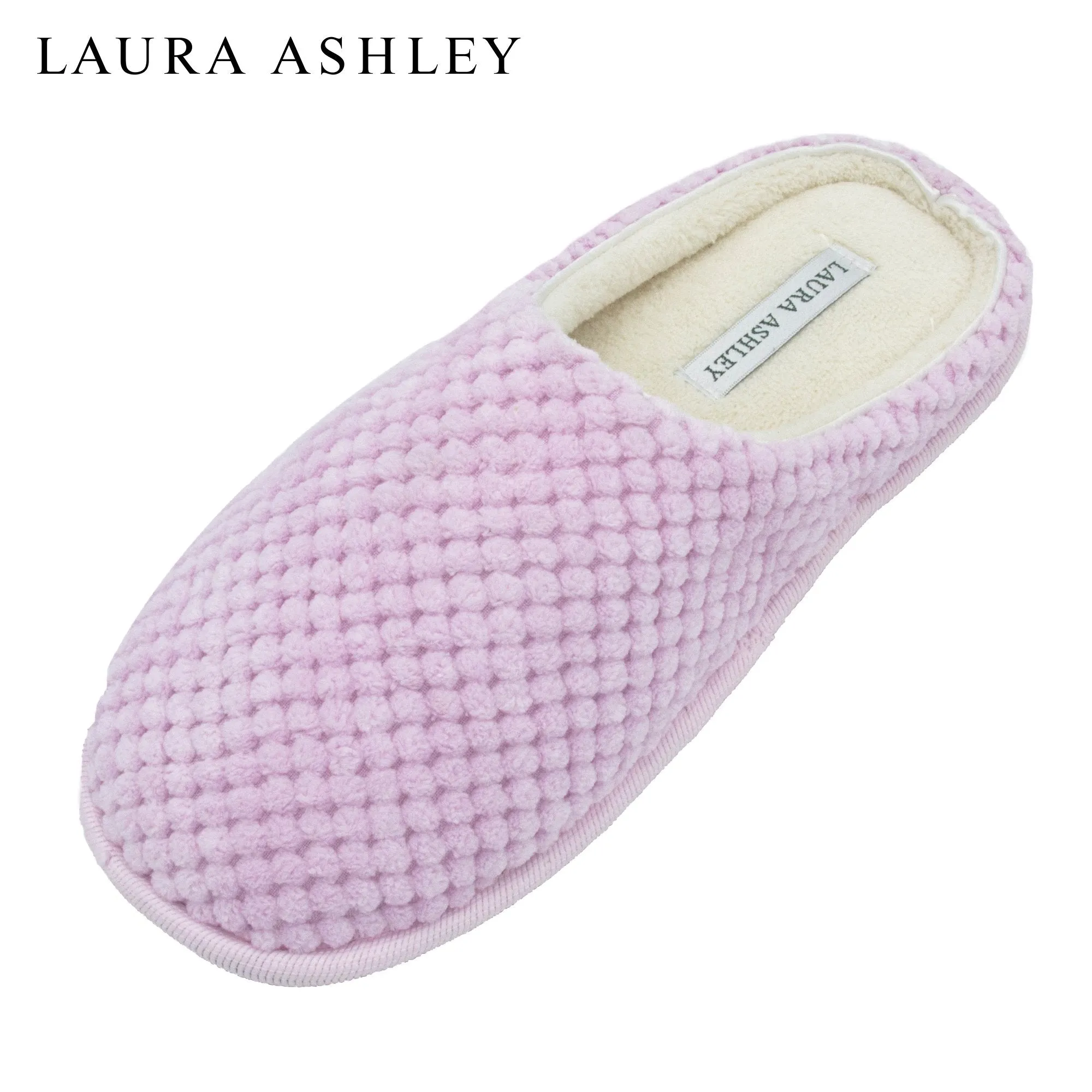 Laura Ashley Ladies Clog Style Spa Slippers with Memory Foam Insole in Gum Drop Pink, Size XL