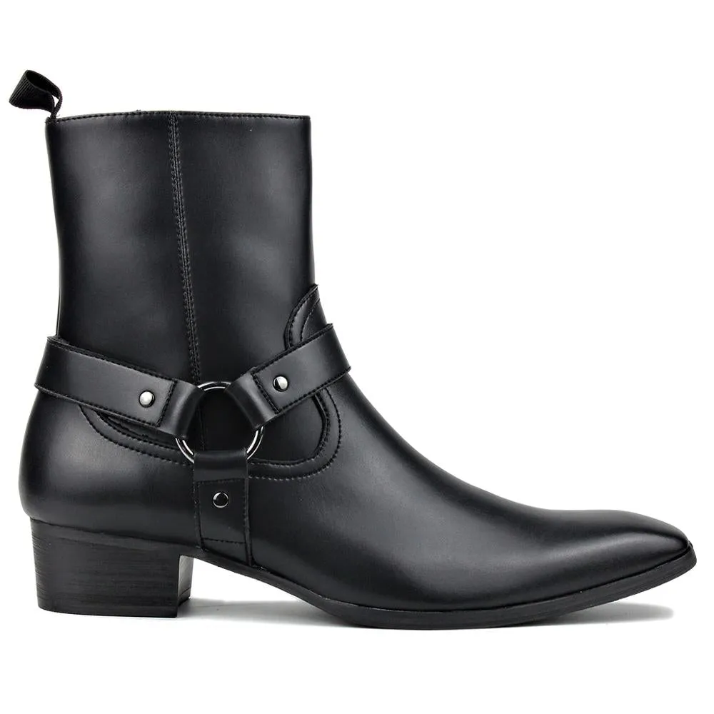 Leather High Heel Dress Chelsea Boots