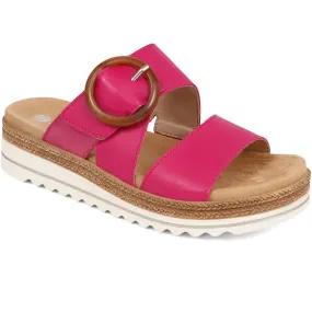 Leather Mule Wedge Sandals - DRS37502 / 323 579