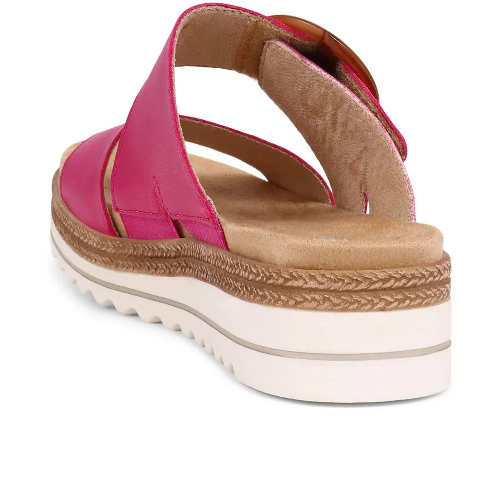Leather Mule Wedge Sandals - DRS37502 / 323 579