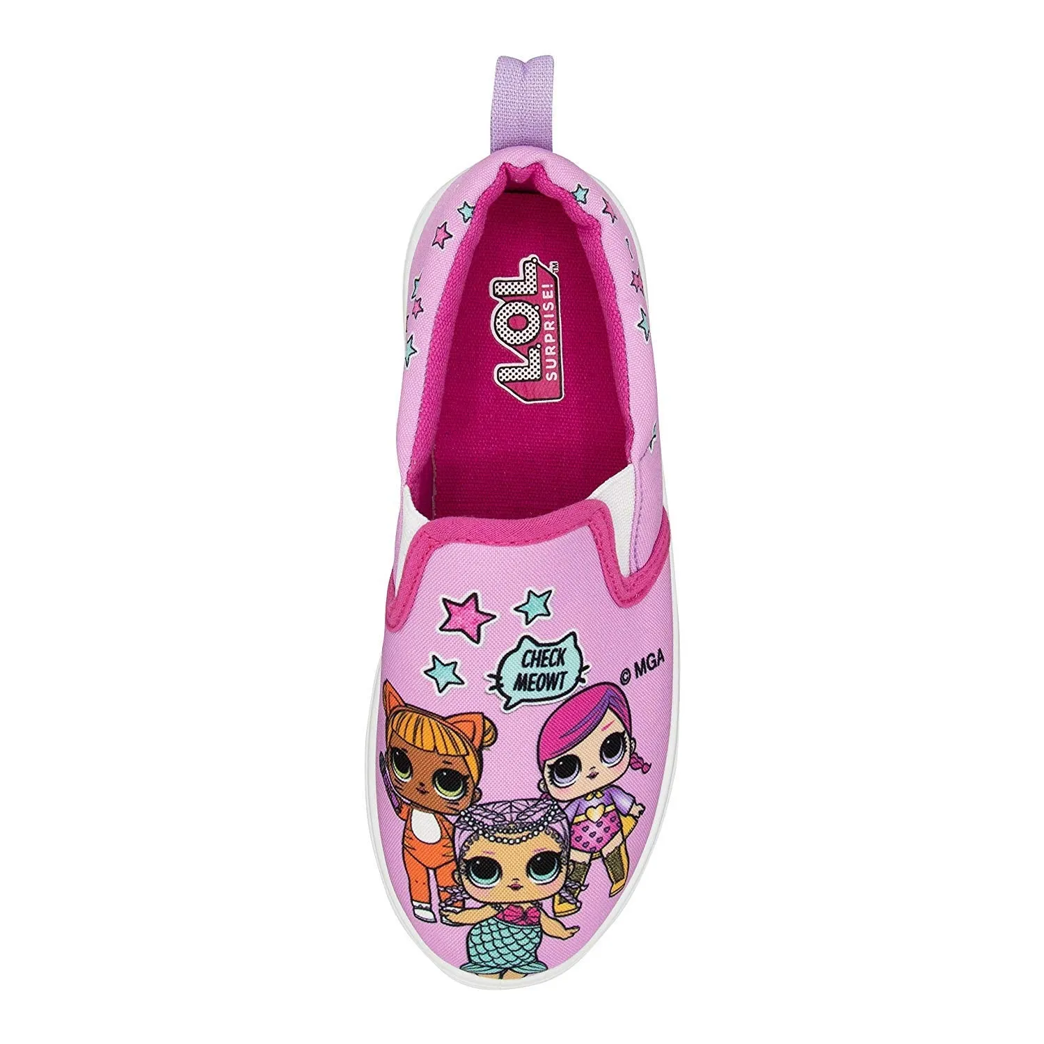 L.O.L. Surprise! Girls Slip-On Canvas Sneaker; Pink Size 3