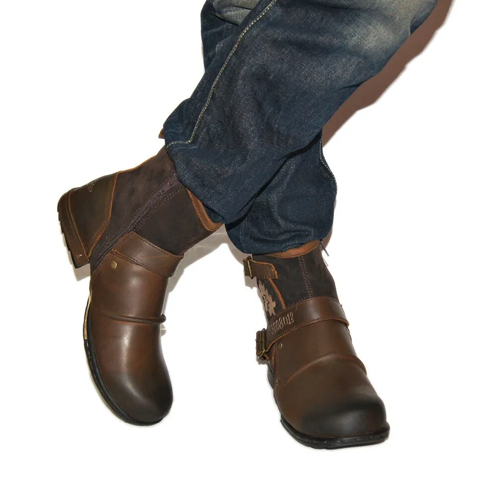 OSSTONE Men's Genuine Cow Leather Ankle Boots 5008-1