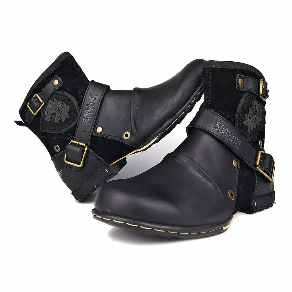 OSSTONE Men's Genuine Cow Leather Ankle Boots 5008-1