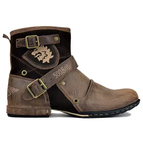 OSSTONE Men's Leathe Ankle Boots Scratch Boots 5008-1-D1