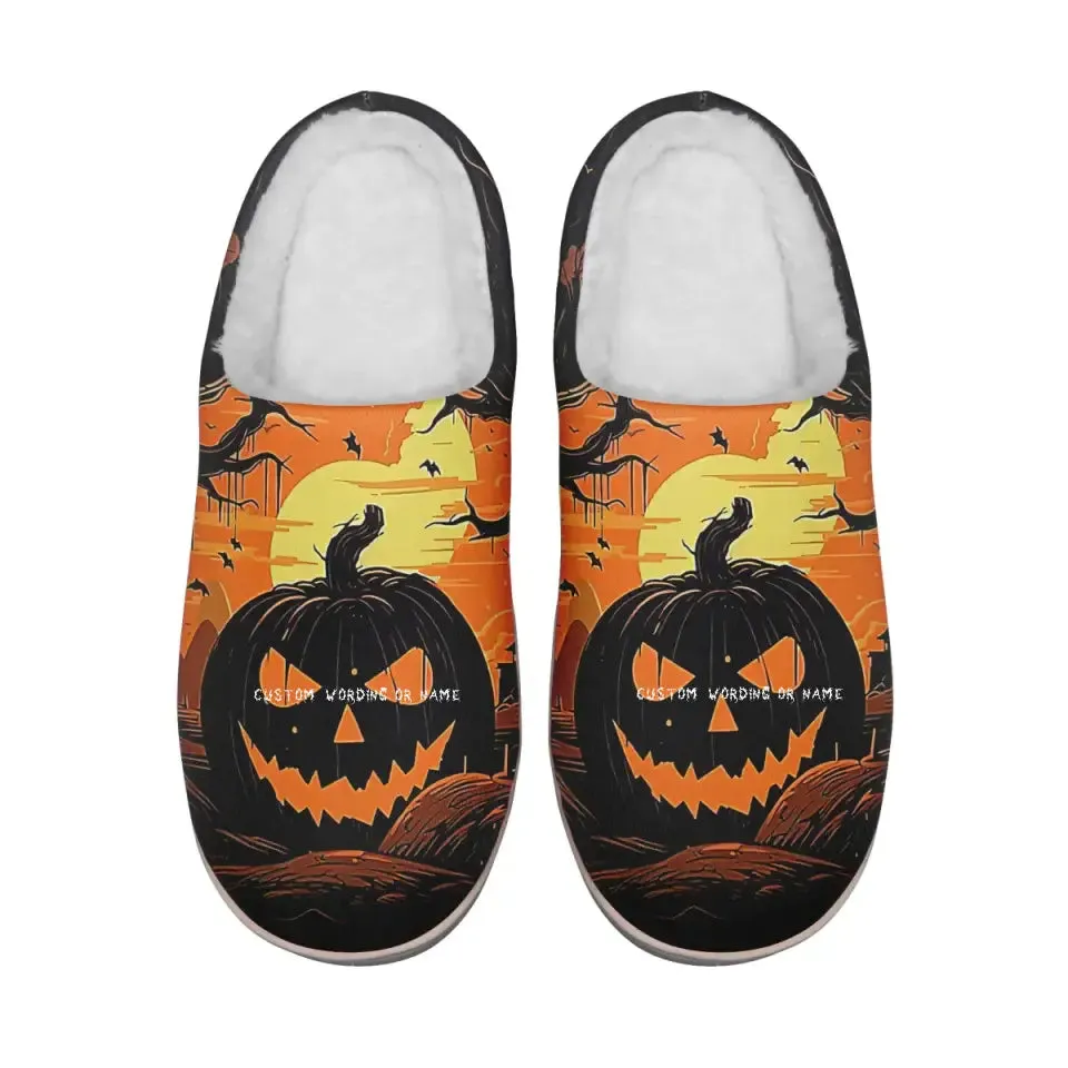 Personalized Halloween Indoor Slipper, Custom Pumpkin Slipper, Kitty  Indoor Slipper, Halloween Gift,kitty2020-23023002