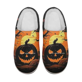 Personalized Halloween Indoor Slipper, Custom Pumpkin Slipper, Kitty  Indoor Slipper, Halloween Gift,kitty2020-23023002