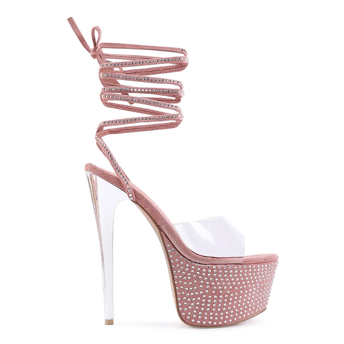 Pink Sugar Mom Strappy Diamante Platform High Heels