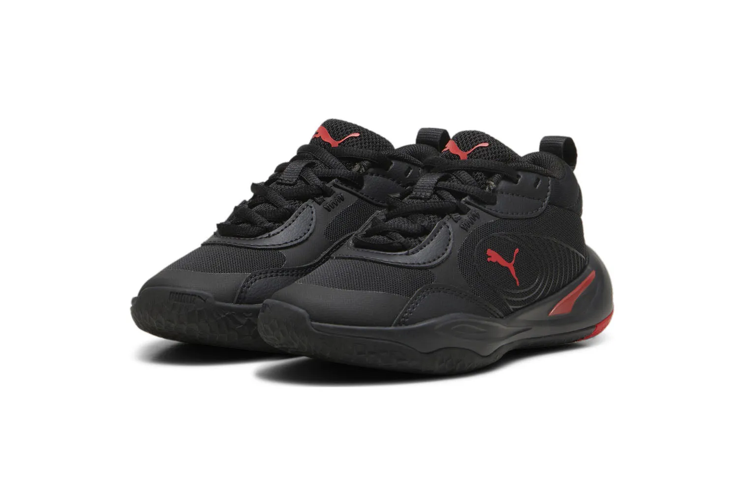 .PUMA PLAYMAKER PRO PS KIDS Basketball Shoes - BLACK/RED - (310371 04) - FAT - R1L10