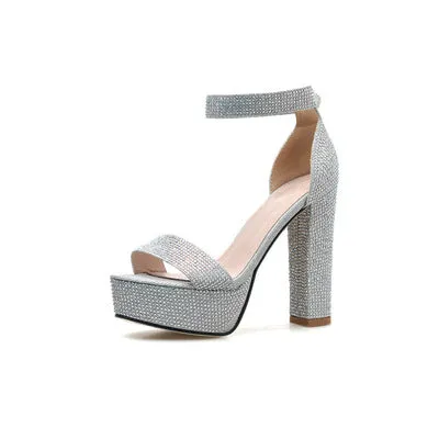 Rhinestone High Heel Silver