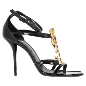 Saint Laurent Cassandra 100 Sandals in Black Leather