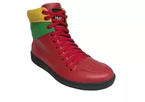 Travel Fox Men's Red Green Yellow Nappa Leather High Top Sneakers 916101 133